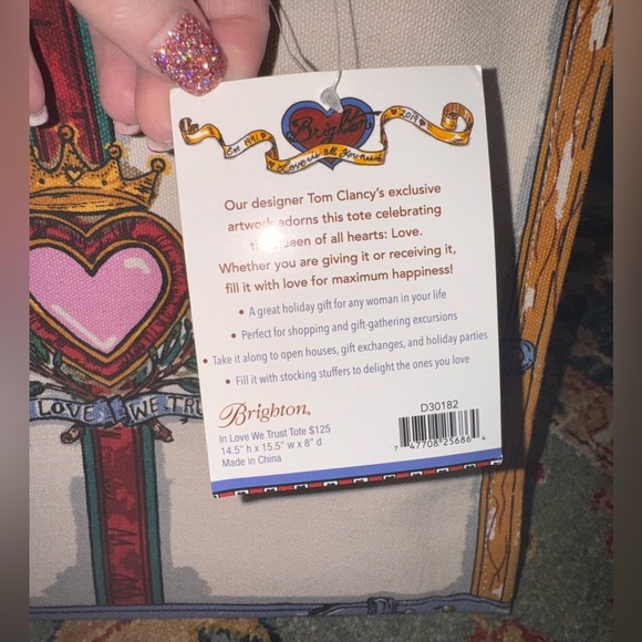 Brighton NWT In Love We Trust Exclusive Tom Clancy Artwork Queen of Hearts Tote - Picture 13 of 15